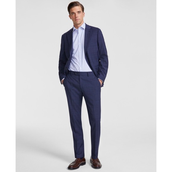 Tommy Hilfiger Suit Pants Blue Plaid, Modern Fit, Size 44 - Picture 1 of 7